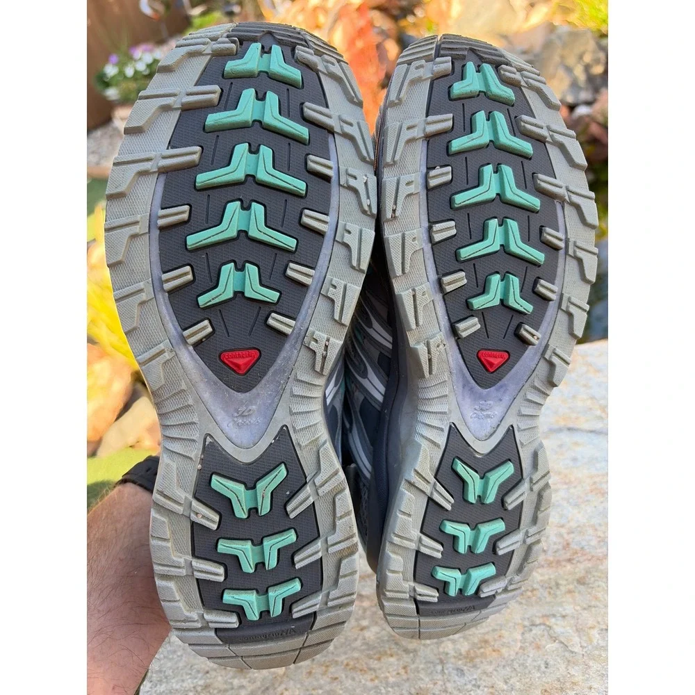 Salomon XA Pro 3D Mens 7.5 Grey Teal Mountain Trail Running Shoes 356811